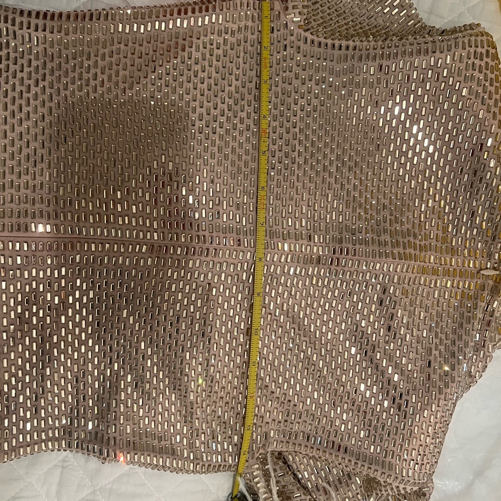 Self-Portrait, CHAMPAGNE RHINESTONE FEATHER TOP - Picture 14 of 17